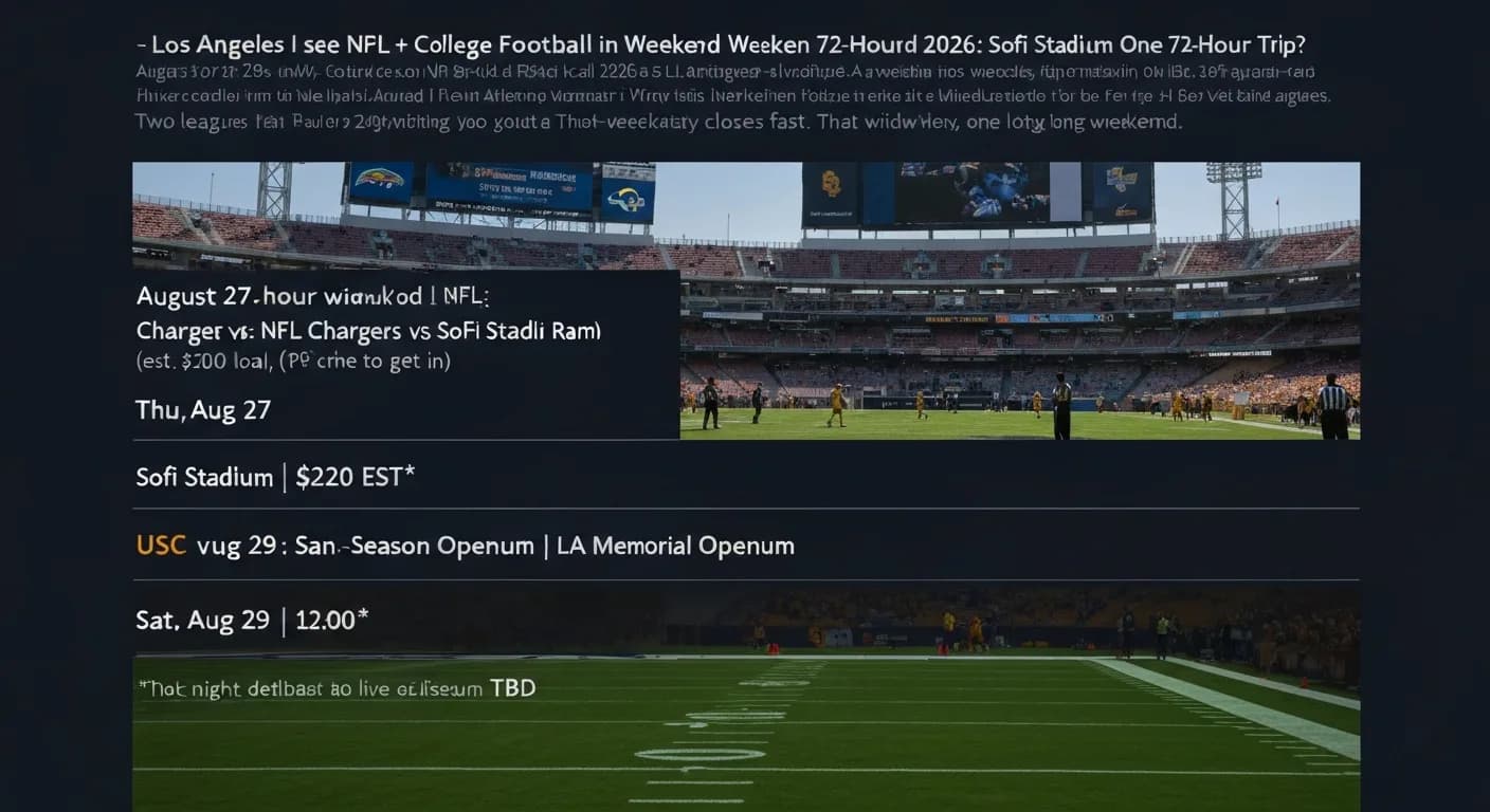 A packed stadium crowd at a sporting event: Los Angeles NFL + College Football Weekend 2026: SoFi Stadium and the Coliseum in One 72-Hour Trip