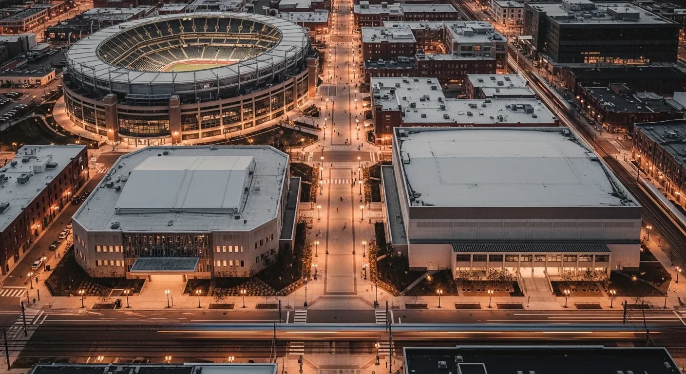 Bird's-eye view of San Diego's downtown sports district with Petco Park and walkable Gaslamp Quarter — How to Plan a 3-Day Padres Weekend in San Diego