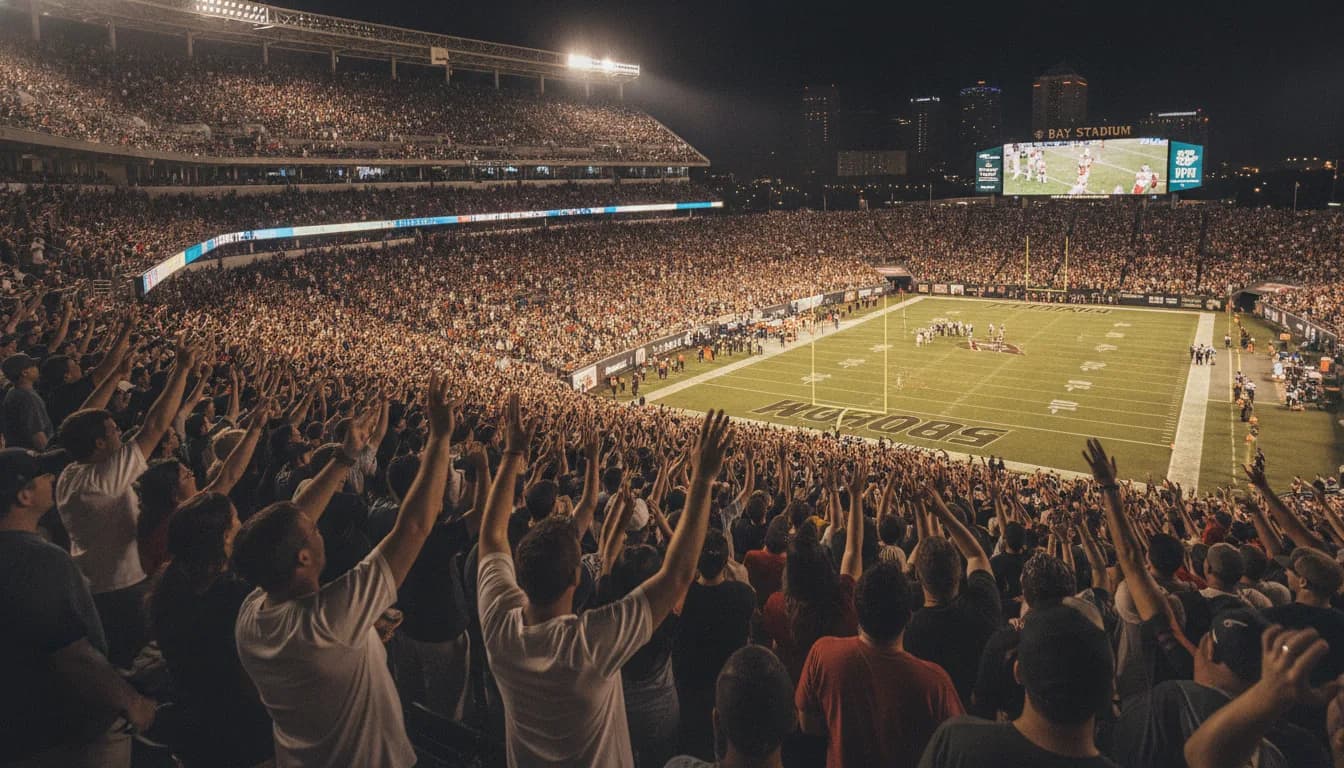 A packed stadium crowd at a sporting event: Tampa's 3-League September Weekend: See the Bucs and USF at the Same Stadium